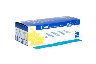 
            Elwo bleu, sparadrap long, élastique et métallique détectable
    